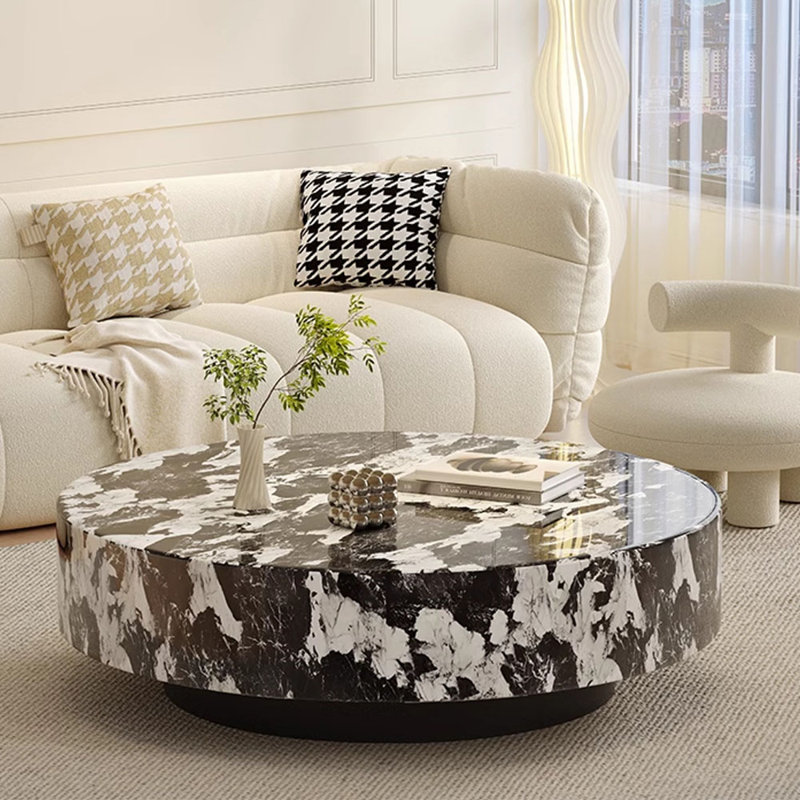 Simple luxury cream style marble coffee table
